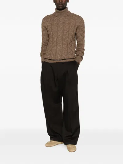 Gran Sasso Cable-knit Roll-neck Sweater In Animal Print