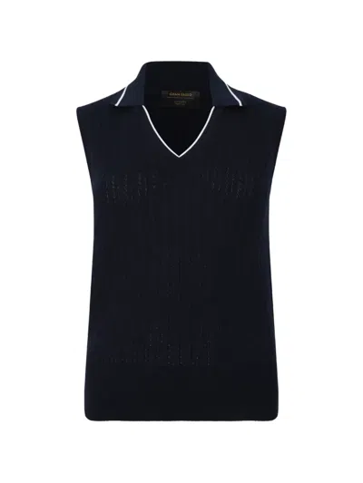 Gran Sasso Cable-knit Sleeveless Sweater In Blue
