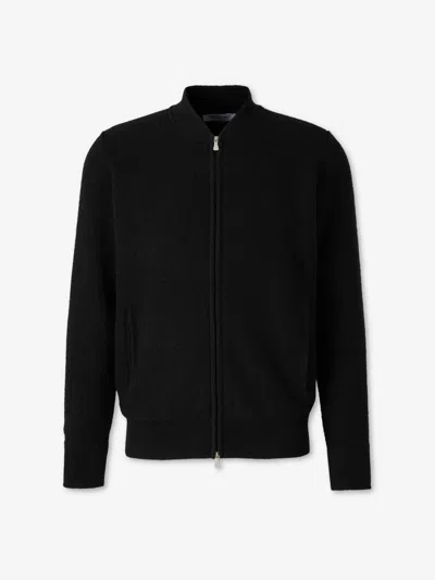 Gran Sasso Zip-front Ribbed Cardigan In Black
