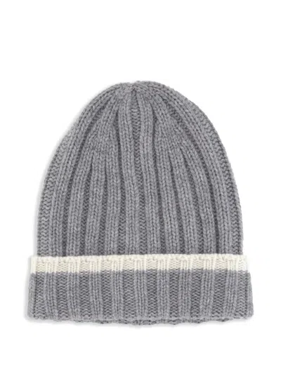 Gran Sasso Cashmere Beanie Hat In Gray