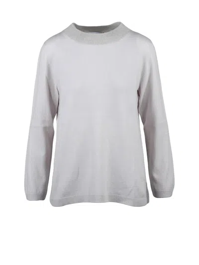 Gran Sasso Cashmere Blend Crew Neck Pullover With Subtle Shimmer In Gray