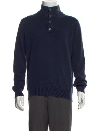 Pre-owned Gran Sasso Cashmere Mock Neck Pullover In Blue