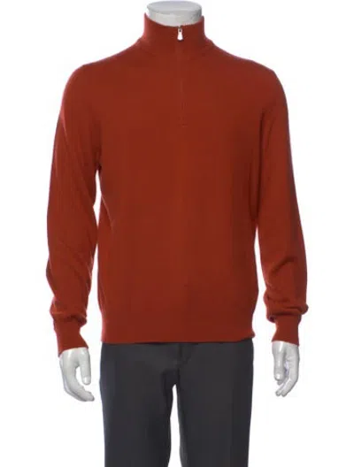 Pre-owned Gran Sasso Cashmere Mock Neck Pullover In Orange