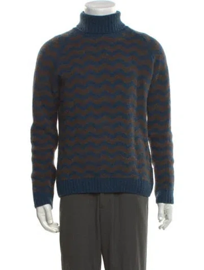 Pre-owned Gran Sasso Cashmere Patterned Pullover In Blue