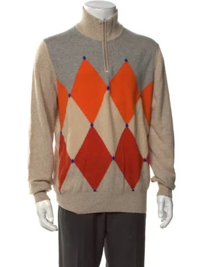 Pre-owned Gran Sasso Cashmere Patterned Pullover In Neutrals