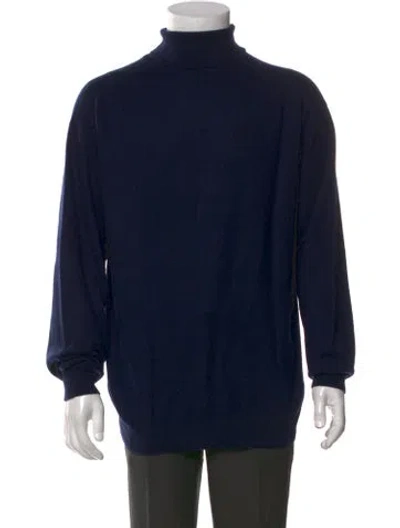 Pre-owned Gran Sasso Cashmere Turtleneck Pullover In Blue