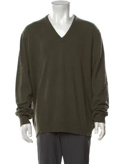 Pre-owned Gran Sasso Cashmere V-neck Pullover In Green