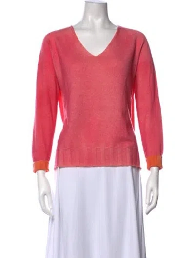 Pre-owned Gran Sasso Cashmere V-neck Sweater In Pink