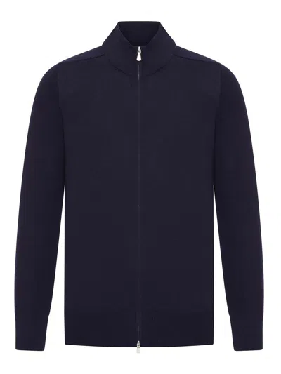 Gran Sasso Wool Jacket With Zip In Blue
