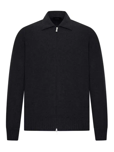 Gran Sasso Cashmere Jacket With Zip In Black