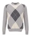 Gran Sasso Argyle-pattern Wool Sweater In Gray