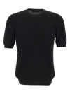 Gran Sasso Chevron-knit Short-sleeve Top In Black