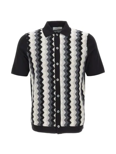 Gran Sasso Chevron-jacquard Shirt In Black