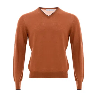 Gran Sasso Chic Woolen Orange Sweater For Sophisticated Style In Brown