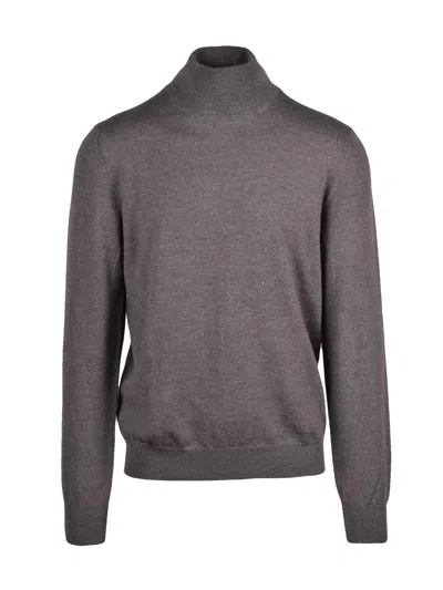 Gran Sasso Turtleneck Sweater In Vibrant Turquoise Virgin Wool In Gray