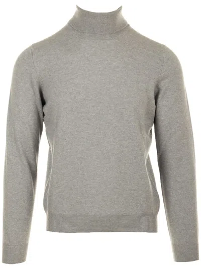 Gran Sasso Classic Knit Sweater With High Neckline And Ribbed Detailing In Gray