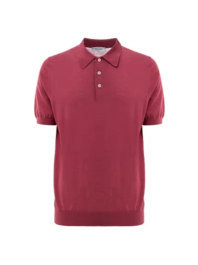 Gran Sasso Classic Knitting Pattern Polo In Red Cherry