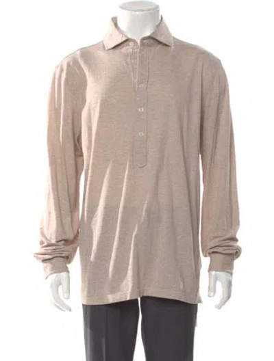 Pre-owned Gran Sasso Collar Long Sleeve Polo Shirt In Neutral