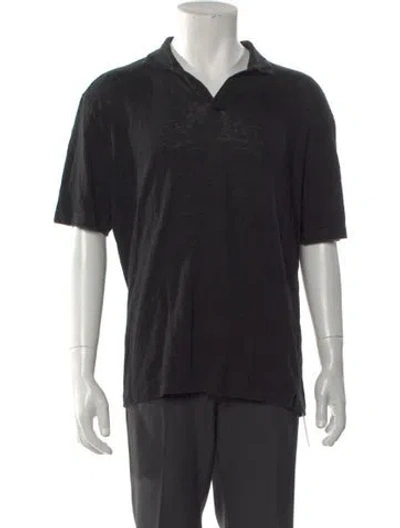 Pre-owned Gran Sasso Collar Short Sleeve Polo Shirt In Black