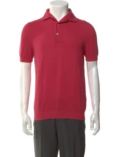Pre-owned Gran Sasso Collar Short Sleeve Polo Shirt In Red