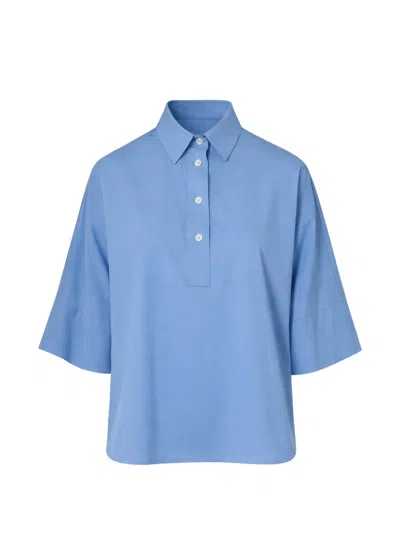 Gran Sasso Collared Short-sleeve Polo Top In Blue
