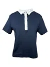Gran Sasso Contrast-collar Cotton Polo Short In Blue