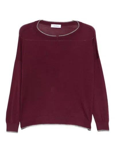 Gran Sasso Contrasting-trim Top In Burgundy