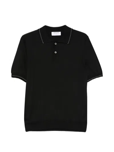 Gran Sasso Contrast-stitch Short-sleeve Polo Shirt In Black