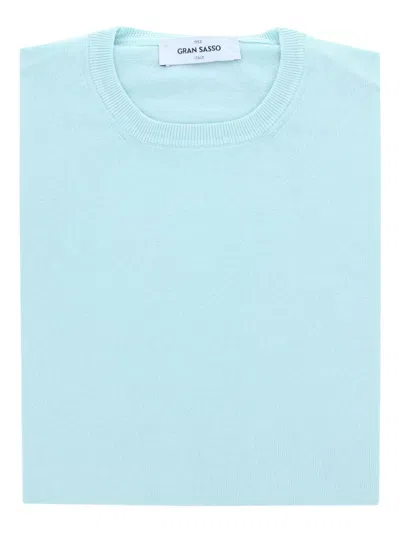 Gran Sasso Cotton Crew-neck Sweater In Blue