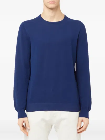 Gran Sasso Cotton Crew-neck Sweater In Blue