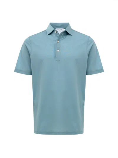 Gran Sasso Cotton Polo Piquet Azzurro  In Blue
