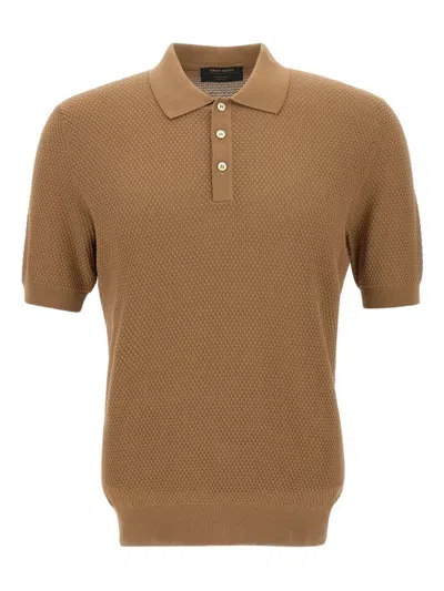 Gran Sasso Cotton Polo Shirt In Brown