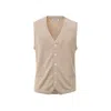 Gran Sasso Beige Cotton Sleveless Jacket In Neutral