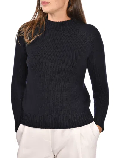 Gran Sasso Blue Virgin Wool Crew Neck Sweater In Black