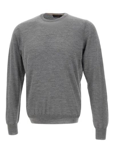 Gran Sasso Crew-neck Mélange Sweater In Gray