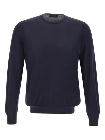 Gran Sasso Crew-neck Ribbed-edge Sweater In Blue