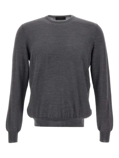 Gran Sasso Crew-neck Ribbed Sweater In Gray