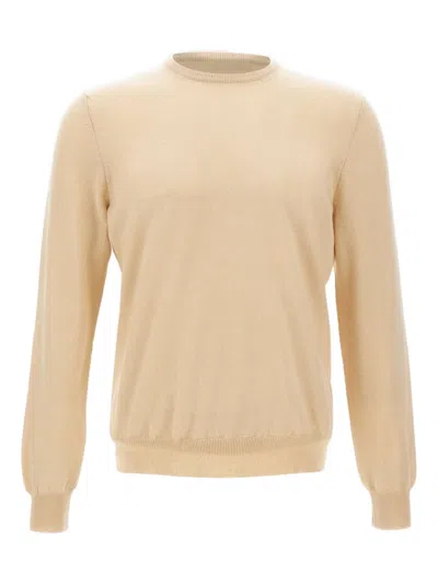 Gran Sasso Long-sleeved Crew Neck Sweater In Brown