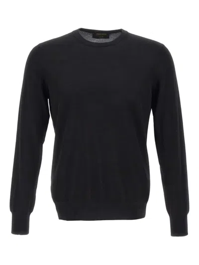 Gran Sasso Crew-neck Ribbed-trims Sweater In Black
