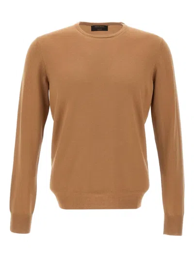 Gran Sasso Crew-neck Ribbed-trims Sweater In Brown