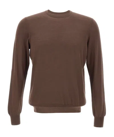 Gran Sasso Crewneck Knitted Jumper In Brown