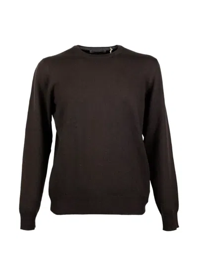 Gran Sasso Crew-neck Knitted Sweater In Brown