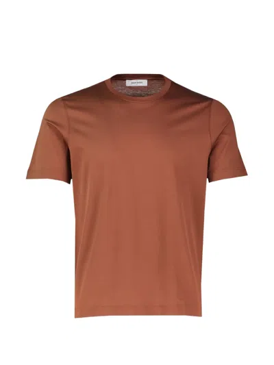 Gran Sasso Crew-neck Short-sleeve T-shirt In Brown