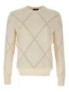 Gran Sasso Diamond-pattern Crew-neck Sweater In Neutral