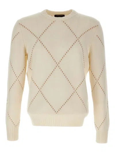 Gran Sasso Diamond-pattern Crew-neck Sweater In Neutral