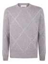 Gran Sasso Diamond-pattern Wool Sweater In Gray