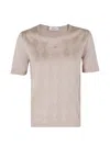 Gran Sasso Diamond-patterned Metallic-effect T-shirt In Neutral