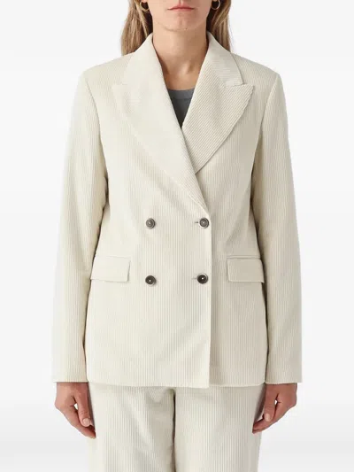Gran Sasso Double-breasted Corduroy Jacket In 화이트