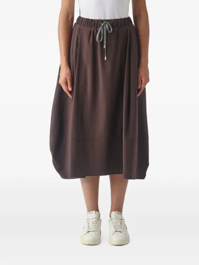 Gran Sasso Drawstring Balloon Midi Skirt In Brown