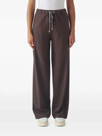 Gran Sasso Drawstring Wide-leg Trousers In Brown
